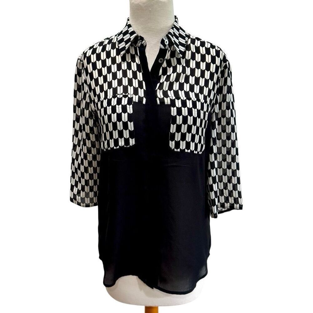 L.A.M.B. Blouse. Black/White. Size 2.